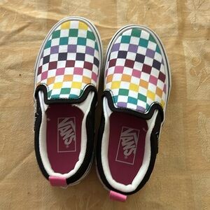 Vans rainbow checked slip on shoes. Girls size 11